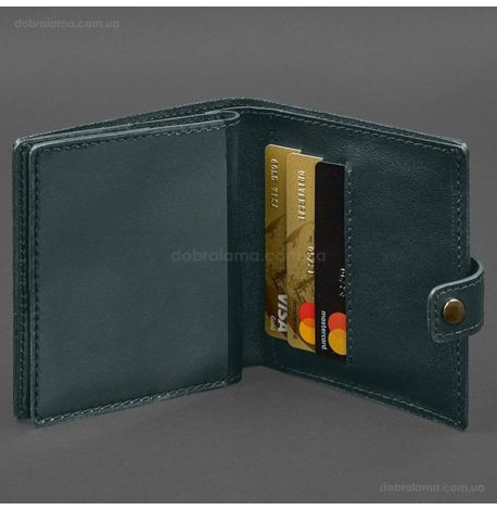 Шкіряна обкладинка-портмоне для військового квитка офіцера запасу 22.0 (зелена)