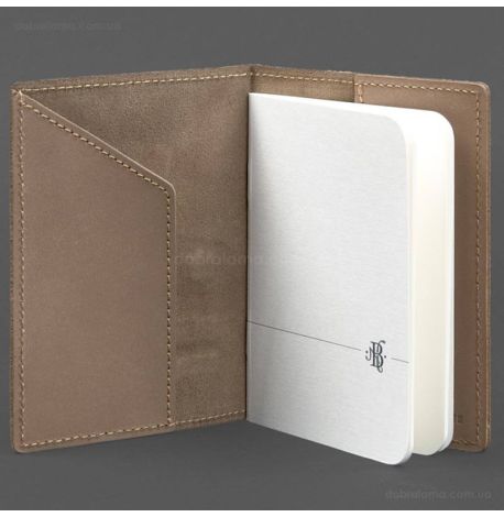 Кожаная обложка для военного билета 7.3 (светло-бежевая) кожа Crazy Horse