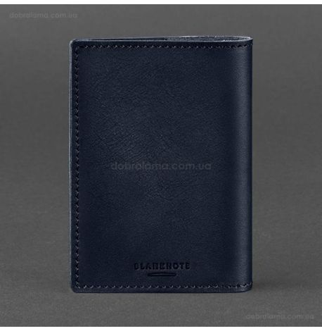 Шкіряна обкладинка для військового квитка (під військово-обліковий документ) 7.4 А5 (темно-синя)