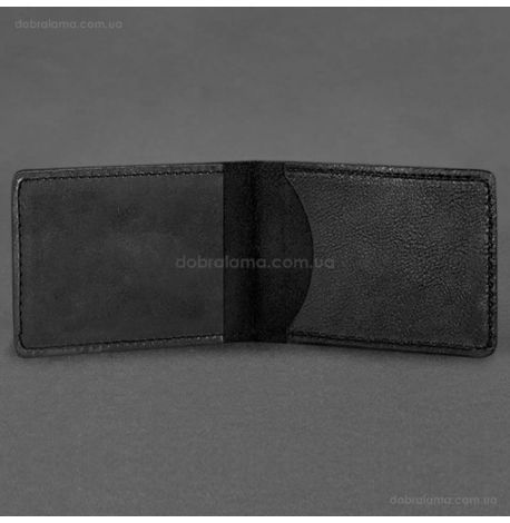 Кожаная обложка для удостоверения военного волонтера (черная)