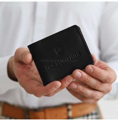 Шкіряна обкладинка для посвідчення універсальна (чорна)