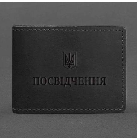 Кожаная обложка для удостоверения универсальная (черная) кожа Crazy Horse