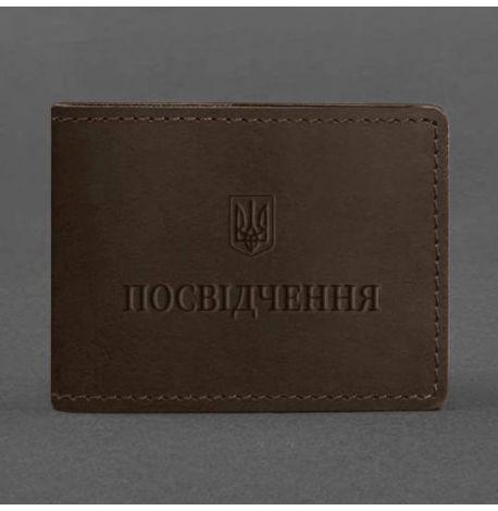 Кожаная обложка для удостоверения универсальная (темно-коричневая) кожа Crazy Horse
