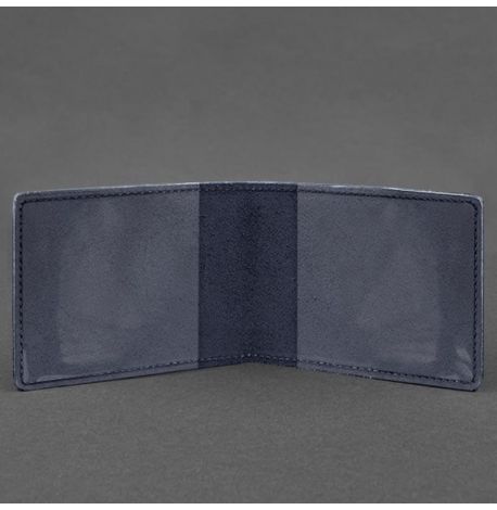 Кожаная обложка для удостоверения УБД (темно-синяя) 8,5x11,5