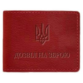 Кожаная обложка для разрешения на оружие (красная) 8,5х10,7