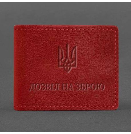 Шкіряна обкладинка для дозволу на зброю (червона) 7,8х10,2