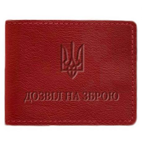 Шкіряна обкладинка для дозволу на зброю (червона) 7,8х10,2