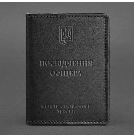 Кожаная обложка для удостоверения офицера 9.0 (черная) кожа Krast
