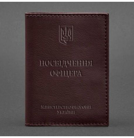 Кожаная обложка для удостоверения офицера 9.0 (бордовая) кожа Krast