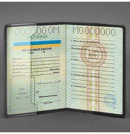 Кожаная обложка для военного билета 7.1 (черная) кожа Crazy Horse