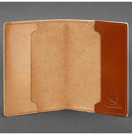 Шкіряна обкладинка для військового квитка 7. (світло-коричнева)