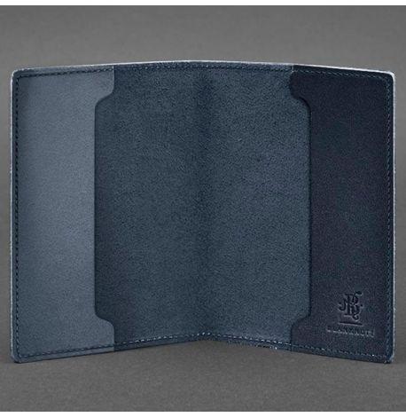 Шкіряна обкладинка для військового квитка 7.1 (темно-синя)