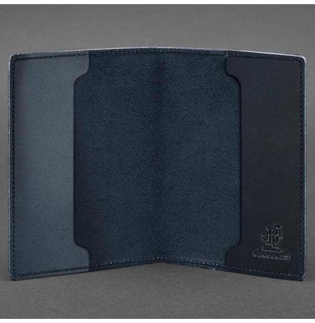 Кожаная обложка для военного билета 7.1 (темно-синяя) кожа Crazy Horse