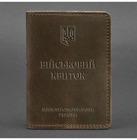 Шкіряна обкладинка для військового квитка 7.1 (темно-коричнева) шкіра Crazy Horse