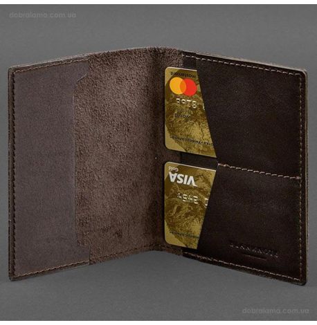 Шкіряна обкладинка для військового квитка 7.2 з кишеньками (темно-коричнева)