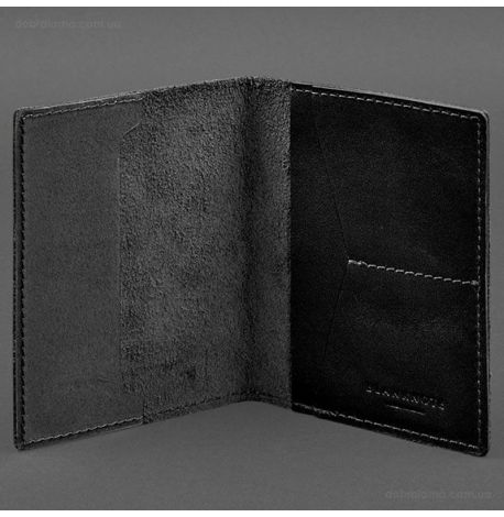 Кожаная обложка для военного билета 7.2 c кармашками (черная)