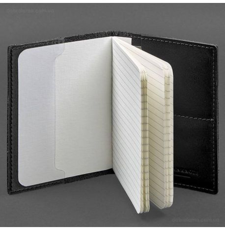 Кожаная обложка для военного билета 7.2 c кармашками (черная)