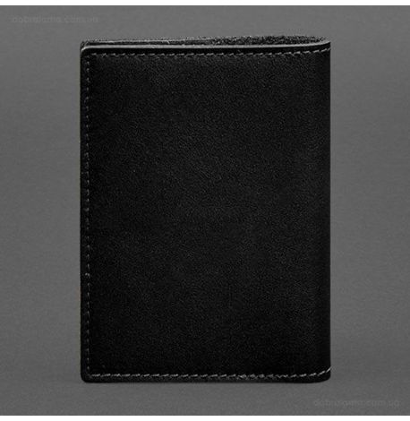 Кожаная обложка для военного билета 7.2 c кармашками (черная)