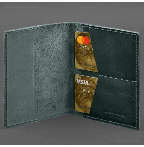 Шкіряна обкладинка для військового квитка 7.2 з кишеньками (зелена)