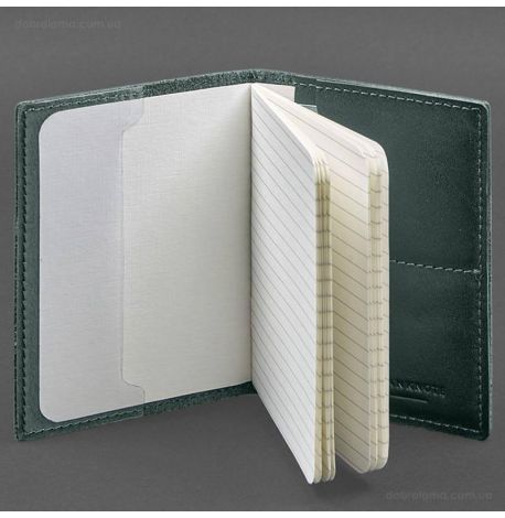 Шкіряна обкладинка для військового квитка 7.2 з кишеньками (зелена)