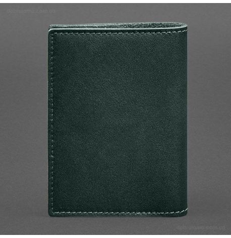 Шкіряна обкладинка для військового квитка 7.2 з кишеньками (зелена)