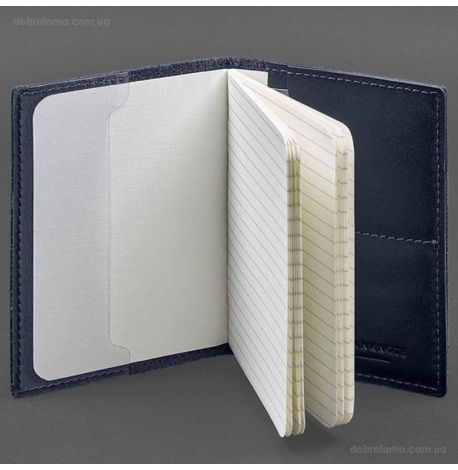 Шкіряна обкладинка для військового квитка 7.2 з кишеньками (темно-синя)