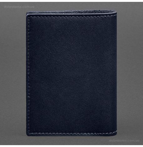 Шкіряна обкладинка для військового квитка 7.2 з кишеньками (темно-синя)
