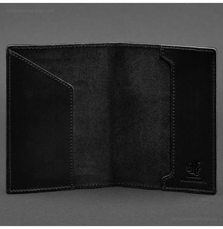 Кожаная обложка для военного билета 7.3 (черная) кожа Crazy Horse