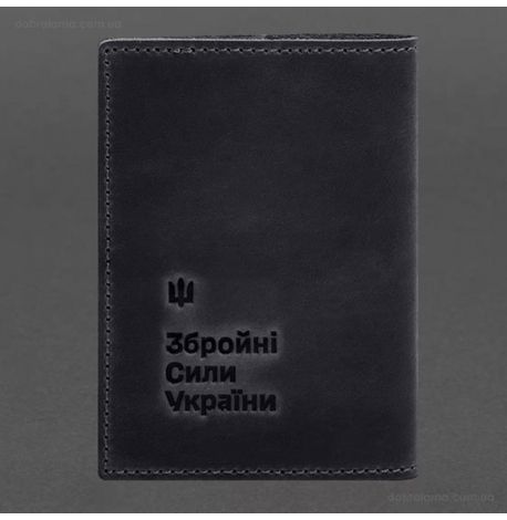 Шкіряна обкладинка для військового квитка 7.3 (темно-синя) шкіра Crazy Horse