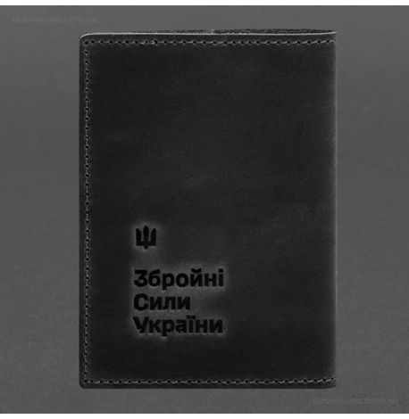 Шкіряна обкладинка для військового квитка 7.3P (чорна) шкіра Crazy Horse