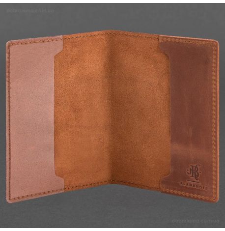 Кожаная обложка для военного билета 7.3P (светло-коричневая) кожа Crazy Horse