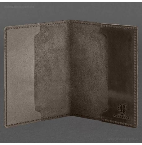 Кожаная обложка для военного билета 7.3P (темно-коричневая) кожа Crazy Horse