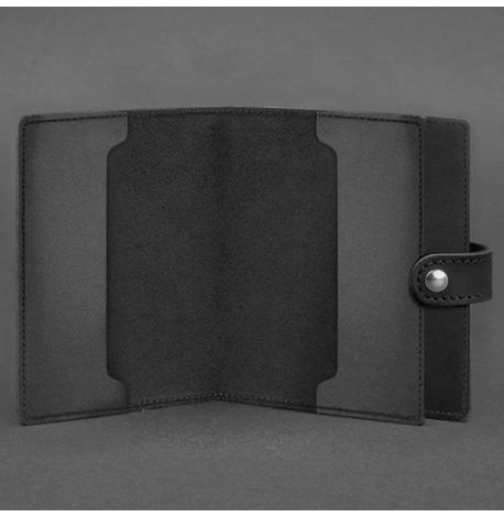 Кожаная обложка-портмоне для удостоверения офицера 11.0 (черная) кожа Crazy Horse