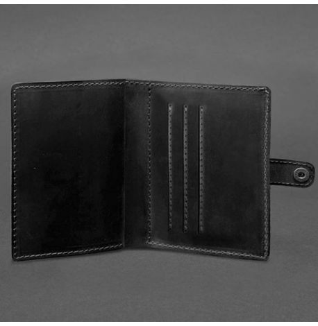 Кожаная обложка-портмоне для удостоверения офицера 11.0 (черная) кожа Crazy Horse