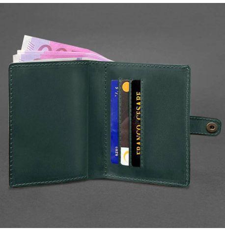 Кожаная обложка-портмоне для удостоверения офицера 11.0 (зеленая) кожа Crazy Horse