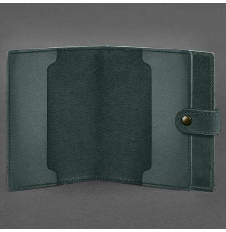Кожаная обложка-портмоне для удостоверения офицера 11.0 (зеленая) кожа Crazy Horse