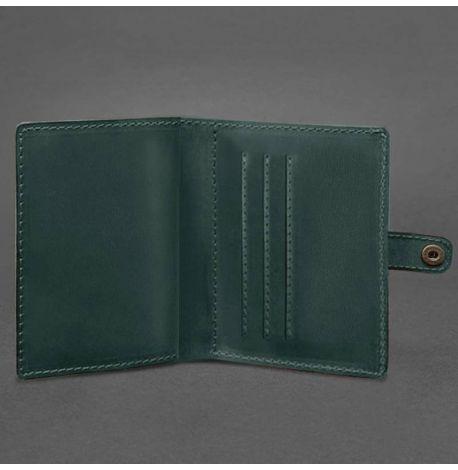 Кожаная обложка-портмоне для удостоверения офицера 11.0 (зеленая) кожа Crazy Horse