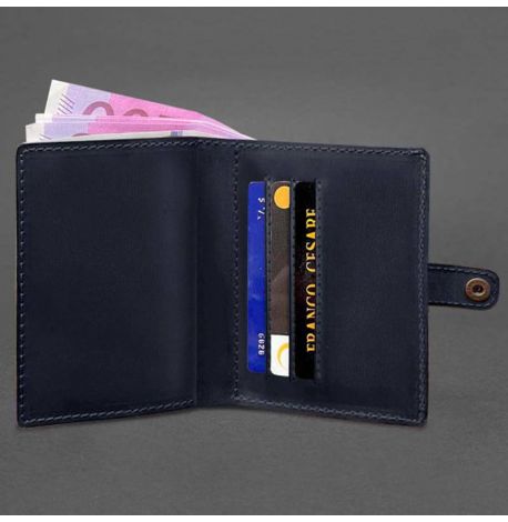 Шкіряна обкладинка-портмоне для посвідчення офіцера 11.0 (темно-синя) шкіра Crazy Horse