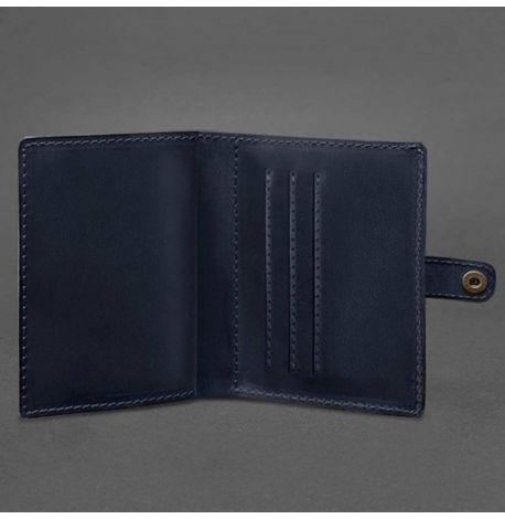 Шкіряна обкладинка-портмоне для посвідчення офіцера 11.0 (темно-синя) шкіра Crazy Horse