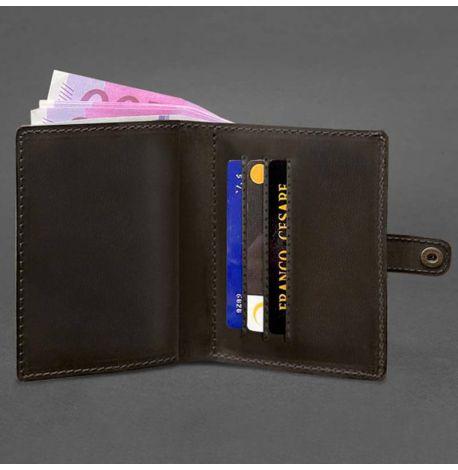 Шкіряна обкладинка-портмоне для посвідчення офіцера 11.0 (темно-коричнева) шкіра Crazy Horse