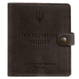 Кожаная обложка-портмоне для удостоверения офицера 11.0 (темно-коричневая) кожа Crazy Horse