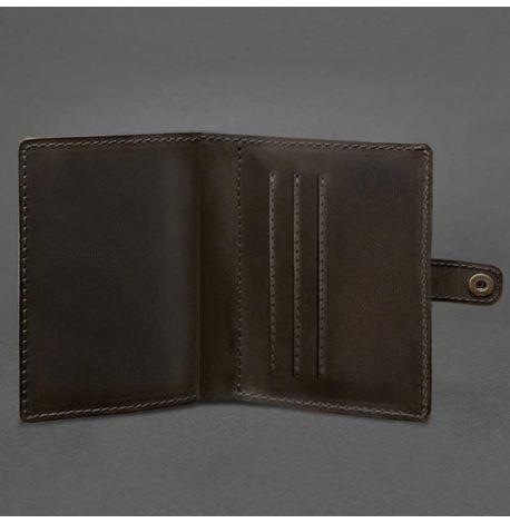 Шкіряна обкладинка-портмоне для посвідчення офіцера 11.0 (темно-коричнева) шкіра Crazy Horse