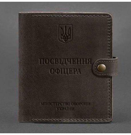 Шкіряна обкладинка-портмоне для посвідчення офіцера 11.0 (темно-коричнева) шкіра Crazy Horse