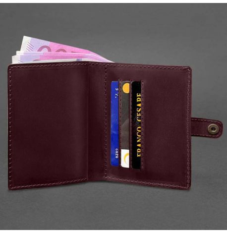 Кожаная обложка-портмоне для удостоверения офицера 11.0 (бордовая) кожа Crazy Horse