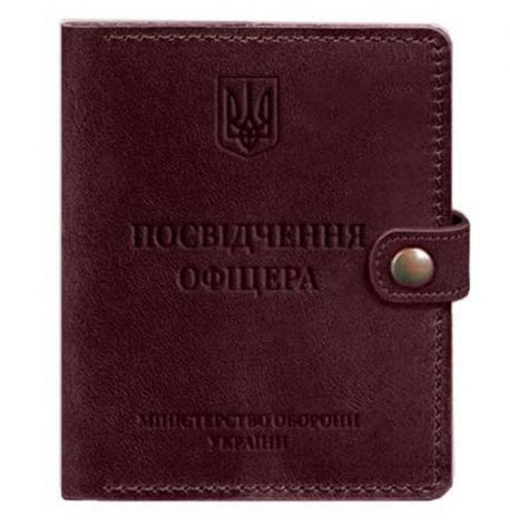 Кожаная обложка-портмоне для удостоверения офицера 11.0 (бордовая) кожа Crazy Horse