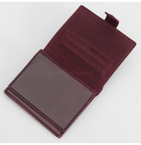 Кожаная обложка-портмоне для удостоверения офицера 11.0 (бордовая) кожа Crazy Horse