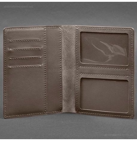 Шкіряна обкладинка-органайзер для документів 6.1 (темно-бежева), шкіра Krast