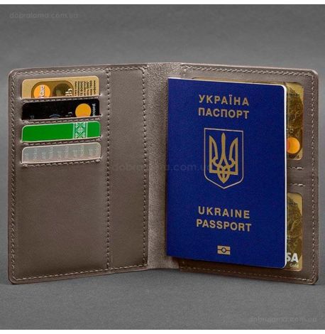 Шкіряна обкладинка-органайзер для документів 6.1 (темно-бежева), шкіра Krast