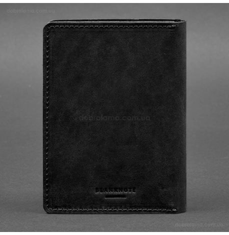 Кожаная обложка-органайзер для документов 6.1 (черная), кожа Crazy Horse