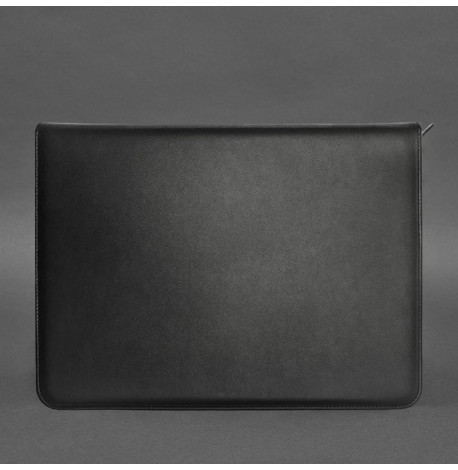 Шкіряна папка для документів А4 на блискавці (чорна)